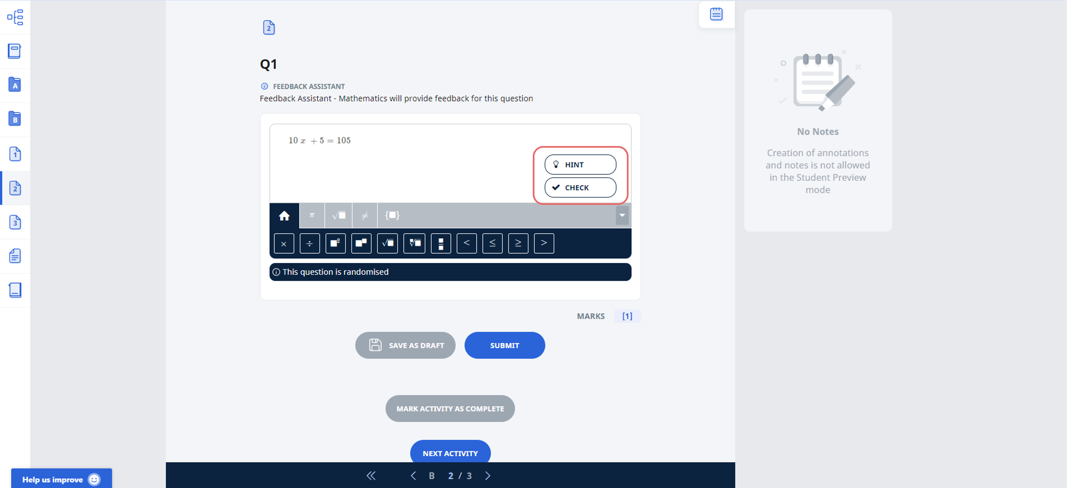 About Feedback Assistant Mathematics