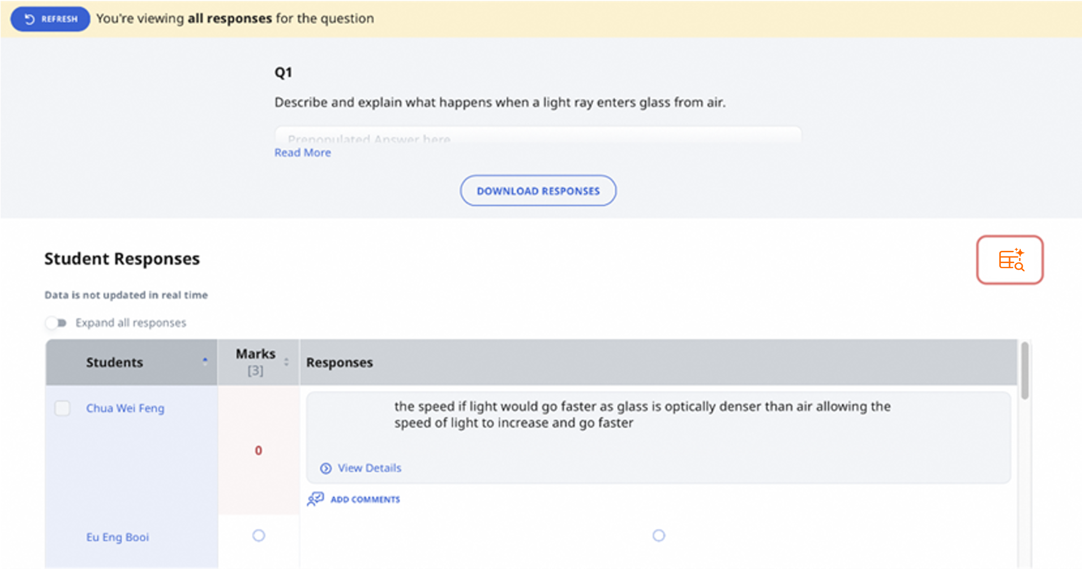 Analyse Students’ Responses with Data Assistant