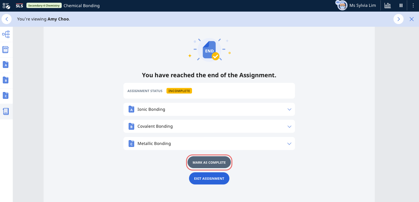 Manage Assignments, Sections, Activities